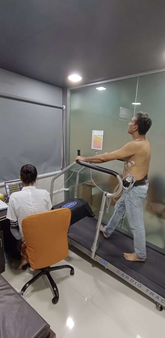 TMT — treadmill cardiac stress test — Oceancare Mediclinic, DGMA approved seafarer medical centre, CBD Belapur Navi Mumbai