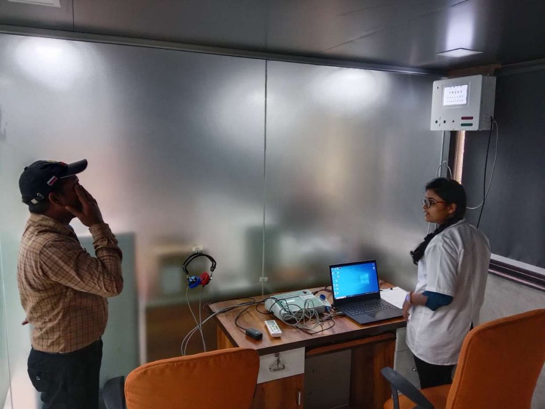 Vision screening — optometry station — Oceancare Mediclinic, DGMA approved seafarer medical centre, CBD Belapur Navi Mumbai